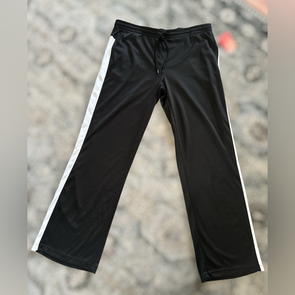 Danskin Black Track Pants with White Side Stripes
